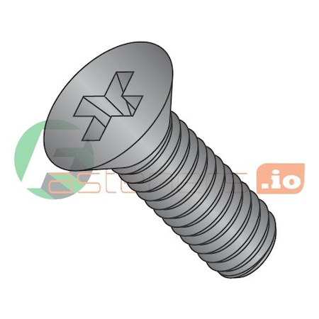 #8-32 X 3/8 In Phillips Flat Machine Screw, Black Oxide Steel, 10000 PK